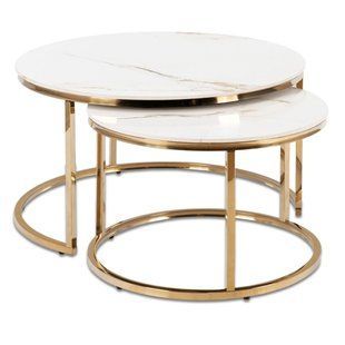 Комплект журнальних столів MEBEL ELITE MILANO Marmur 45,5/80 см + 40,5/60 см Білий
