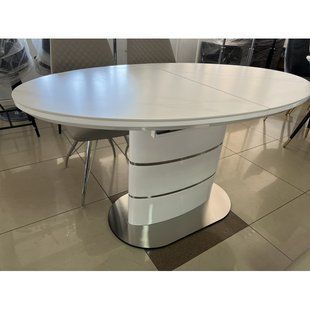 Стіл SANREMO CERAMIC 160(200)*90 білий ефект мармуру/білий глянець