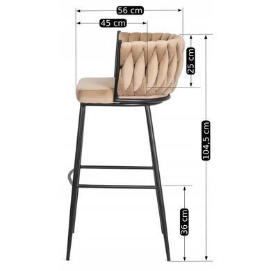 Барний стілець оксамитовий MEBEL ELITE FLORES Velvet бежевий / чорний
