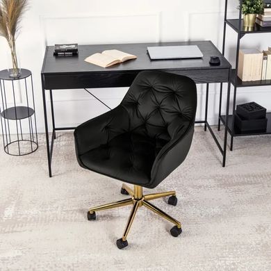 Крісло офісне обертове оксамитовий MEBEL ELITE MILAN Velvet Чорний / Золотий