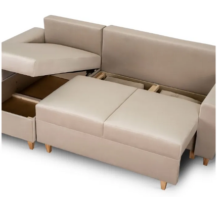 Угловой диван универсальный бархатный MEBEL ELITE MATEO Velvet 248 см серый