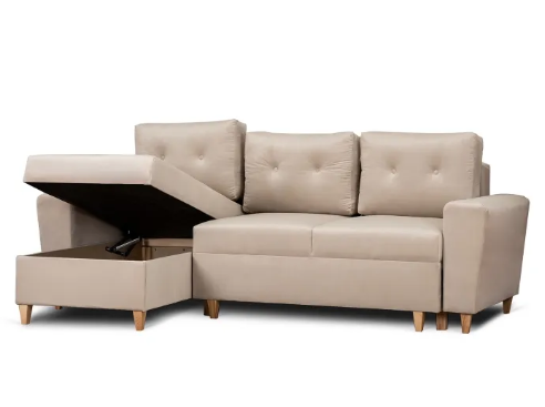 Угловой диван универсальный бархатный MEBEL ELITE MATEO Velvet 248 см серый