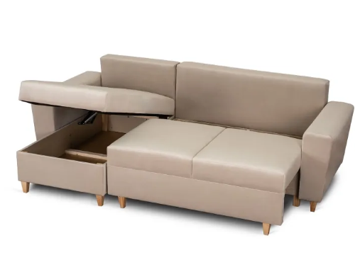 Угловой диван универсальный бархатный MEBEL ELITE MATEO Velvet 248 см серый