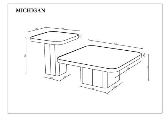 Комплект журнальных столиків INTARSIO MICHIGAN 80*80 (50*50) см Белый глянец/Черный