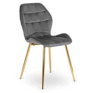 Стул бархатный MEBEL ELITE LUCKY Velvet Серый/Золотой