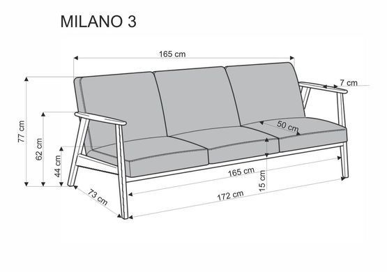 Софа MILANO 3S Сірий HALMAR