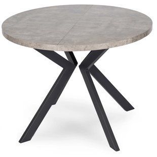 Раскладной обеденный стол MEBEL ELITE LUGO 90(190)* 76 см Бетон/Черный