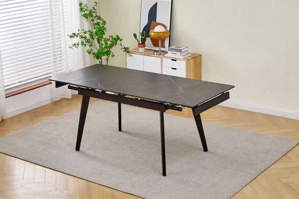 Стіл INTARSIO OSLO CERAMIC 120(180)*80 чорний мат/чорний каркас