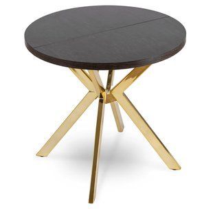 Раскладной обеденный стол MEBEL ELITE DORIAN 80(160)*80 Черный/Золото