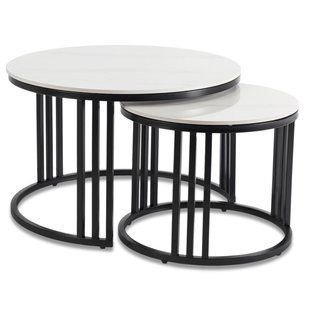 Комплект журнальных столов MEBEL ELITE JERRY Marmur 70* 70 см Белый