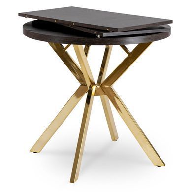 Раскладной обеденный стол MEBEL ELITE DORIAN 80(160)*80 Черный/Золото