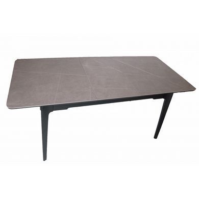 Стіл INTARSIO BERLIN CERAMIC 140(180)*80 сірий мат/чорний каркас