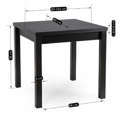 Стіл розкладний MEBEL ELITE MAX 80-160х80 см чорний