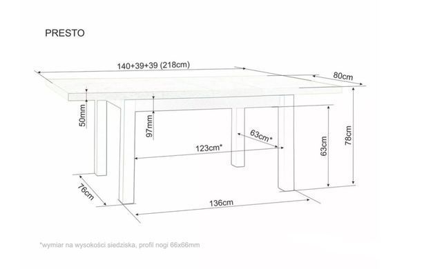 Стол Presto 140(218)X80 см Дуб кремона Торро/Кашемир SIGNAL