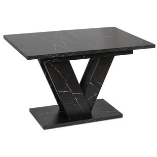 Стол MEBEL ELITE CLARK 120-160 см Дуб Черный мрамор / Черный