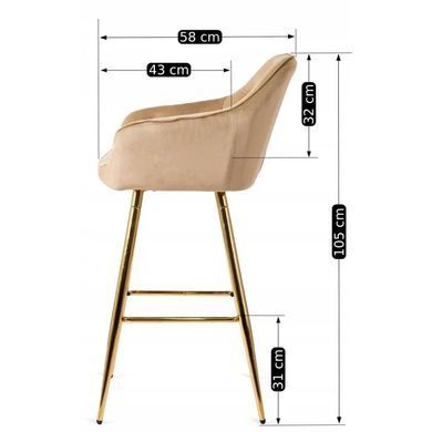 Барний стілець оксамитовий MEBEL ELITE SALEM велюр бежевий / золотий