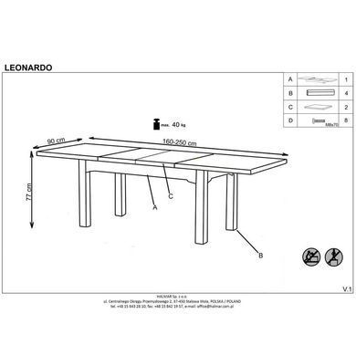 Стол Leonardo Дуб 160(250)х90 см HALMAR