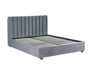 Кровать двуспальная бархатная MEBEL ELITE 160x200 MARI Velvet серый