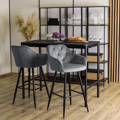 Барний стілець оксамитовий MEBEL ELITE SALEM велюр сірий / чорний