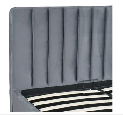 Ліжко двоспальне оксамитове MEBEL ELITE 160x200 MARI Velvet сірий