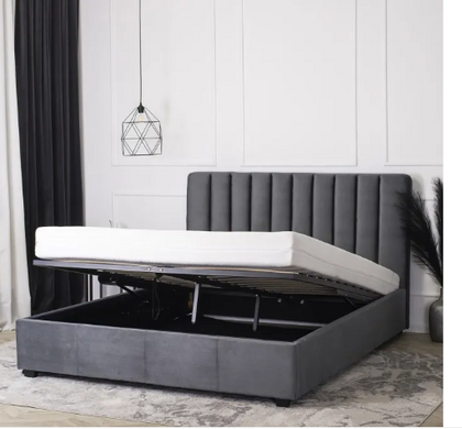 Ліжко двоспальне оксамитове MEBEL ELITE 160x200 MARI Velvet сірий