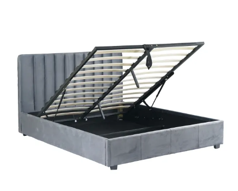 Ліжко двоспальне оксамитове MEBEL ELITE 160x200 MARI Velvet сірий