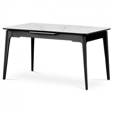 Стіл INTARSIO BERLIN CERAMIC 111(140)*75 білий глянець/чорний каркас