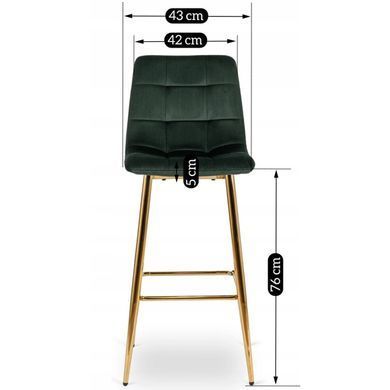 Барний стілець оксамитовий MEBEL ELITE ARIEL Ecru велюр Зелений / Золотий