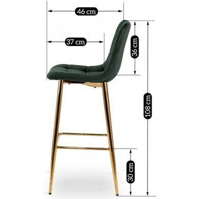 Барний стілець оксамитовий MEBEL ELITE ARIEL Ecru велюр Зелений / Золотий