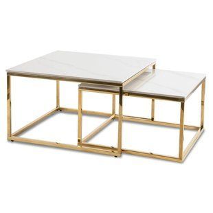Комплект журнальных столов MEBEL ELITE TENOR Marmur 70*70 см Белый