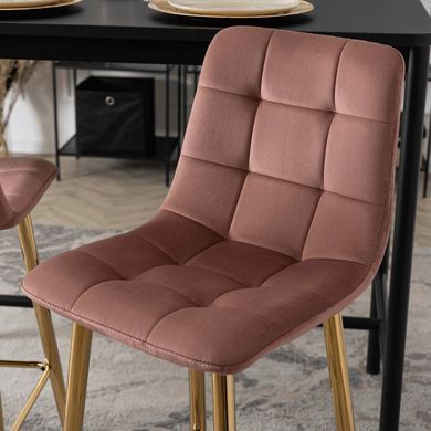 Барный стул бархатный MEBEL ELITE ARIEL Ecru велюр Розовый/Золотой