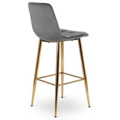 Барный стул бархатный MEBEL ELITE ARIEL Ecru велюр Серый/Золотой