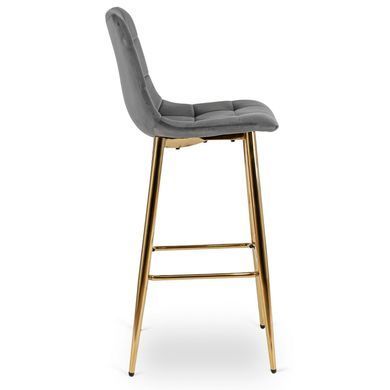 Барный стул бархатный MEBEL ELITE ARIEL Ecru велюр Серый/Золотой