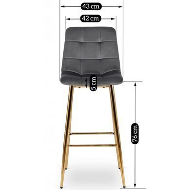 Барный стул бархатный MEBEL ELITE ARIEL Ecru велюр Серый/Золотой