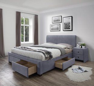 Кровать Modena 3 Velvet Серый 160х200 см HALMAR