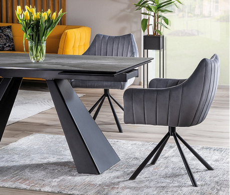 Стол Salvadore Ceramic II 120(180)x80 см Серый / Черный Мат SIGNAL