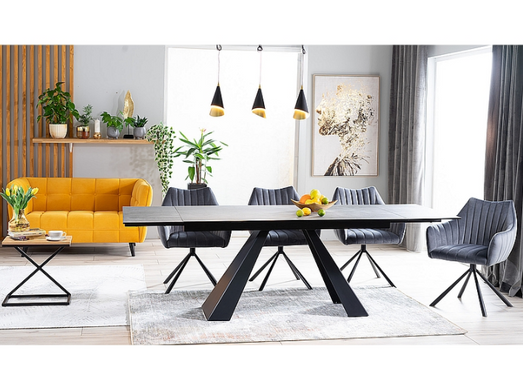 Стол Salvadore Ceramic II 120(180)x80 см Серый / Черный Мат SIGNAL