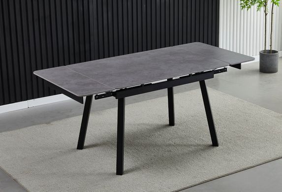 Стіл INTARSIO MADRID CERAMIC 120(180)*85 grigio latte matt/чорний каркас