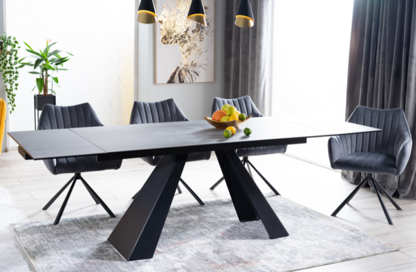 Стол Salvadore Ceramic II 120(180)x80 см Серый / Черный Мат SIGNAL
