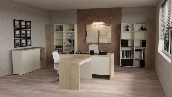 Стол письменный CONNECT 3 L SK 1575*786 Дуб кремона котта/Стоун бейж