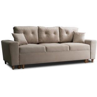 Диван 3-х местный бархатный MEBEL ELITE EMIL Velvet 230 см бежевый