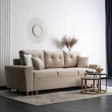 Диван 3-х місний оксамитовий MEBEL ELITE EMIL Velvet 230 см бежевий
