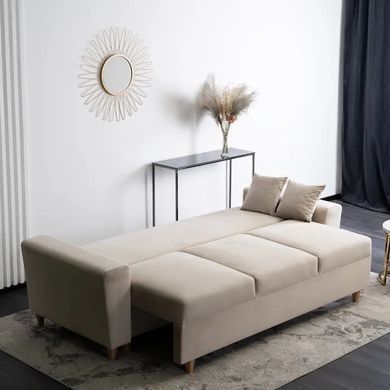 Диван 3-х місний оксамитовий MEBEL ELITE EMIL Velvet 230 см бежевий