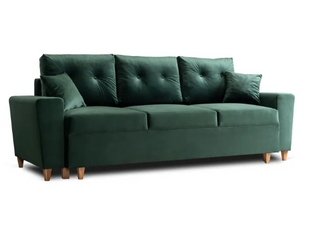 Диван 3-х местный бархатный MEBEL ELITE EMIL Velvet 230 см зеленый