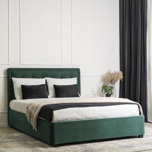 Кровать двуспальная бархатная MEBEL ELITE CROS Velvet 160x200 см Зеленый