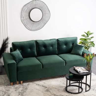 Диван 3-х місний оксамитовий MEBEL ELITE EMIL Velvet 230 см зелений