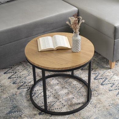 Журнальний стіл MEBEL ELITE LELLA 53*53 см Дуб золотий