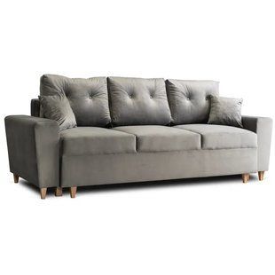 Диван 3-х местный бархатный MEBEL ELITE EMIL Velvet 230 см Серый
