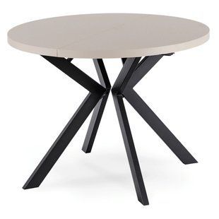 Стол раскладной круглый MEBEL ELITE LUKAS 100-250х100 см Кашемир/Черный
