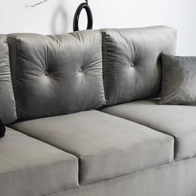 Диван 3-х местный бархатный MEBEL ELITE EMIL Velvet 230 см Серый